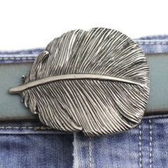 Large Spring Detailed Antique Silver Vintage Look Oval Belt Buckle