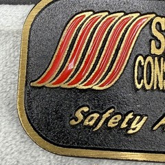 Vintage Shears Construction LP Safety Award Black Enamel Gold Tone Dyna Buckle