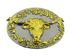 Bull Longhorn Buffalo Ox Antiqued Men Women Skull Belt Buckle Rodeo Metal Heavy.