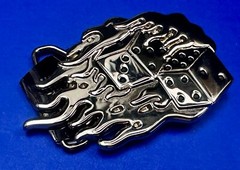 Flaming Hot Dice Gambling Board Game Casino NOS Belt Buckle by Silver Moon