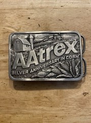 AAtrex Vintage Belt Buckle Seed Corn Farm Rodeo Farmer Collector Patina Rancher