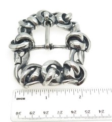 925 Sterling Silver Vintage Spiral Link Solid 140.8g Brutalist Belt Buckle