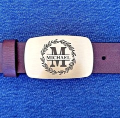Engraved Solid Brass Belt Buckle Custom Personalized Monogrammed Buckle