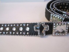FACETED CRYSTALS RELIGIOUS CROSS & STUDS BELT BUCKLE & LEATHER BELT – BBA-28