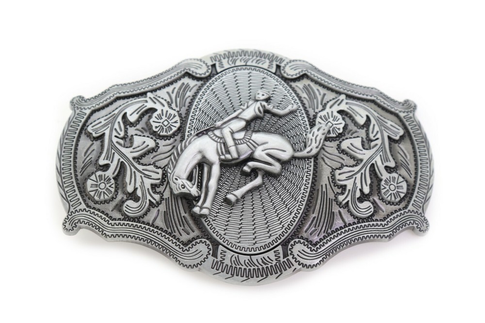 Men Biker Dark Silver Metal Western Fashion Belt Buckle Rodeo Horse Cowboy Jeans