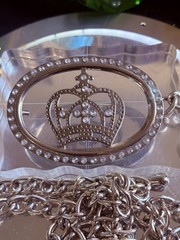 38’ Silver Tone Crown Rhinestone Belt Buckle with Chain – Royal Bling Metal