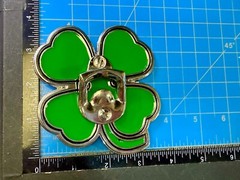 Lucky Four Leaf Clover Enameled Shamrock Large Belt Buckle with Bottle Opener