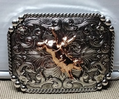 BULL RIDING COWBOY WESTERN Belt Buckle Hebilla Vaquera Con Toro RODEO JARIPEO