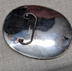 vintage GUYANA belt buckle WESTERN south america COWBOY engraved VIA new york