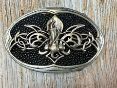 Celtic Knot Fleur De Lis Symbol Gothic Punk Vibe Black Silver Color Belt Buckle