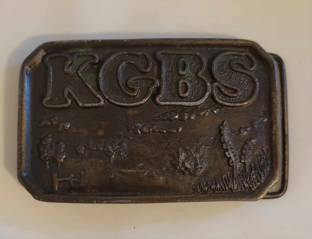 Vintage 1976 K G B S Radio Station Brass Buckle AM-1020 FM-97 Limited Edition