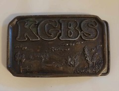 Vintage 1976 K G B S Radio Station Brass Buckle AM-1020 FM-97 Limited Edition