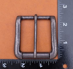 40mm Vintage Silver Two-Tone Heavy Square Roller Single Prong Pin Belt Buckle