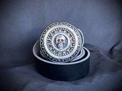 Mars Crypt Relic Skull Belt Buckle Red Crystal Eyes Handmade Darren McNeese