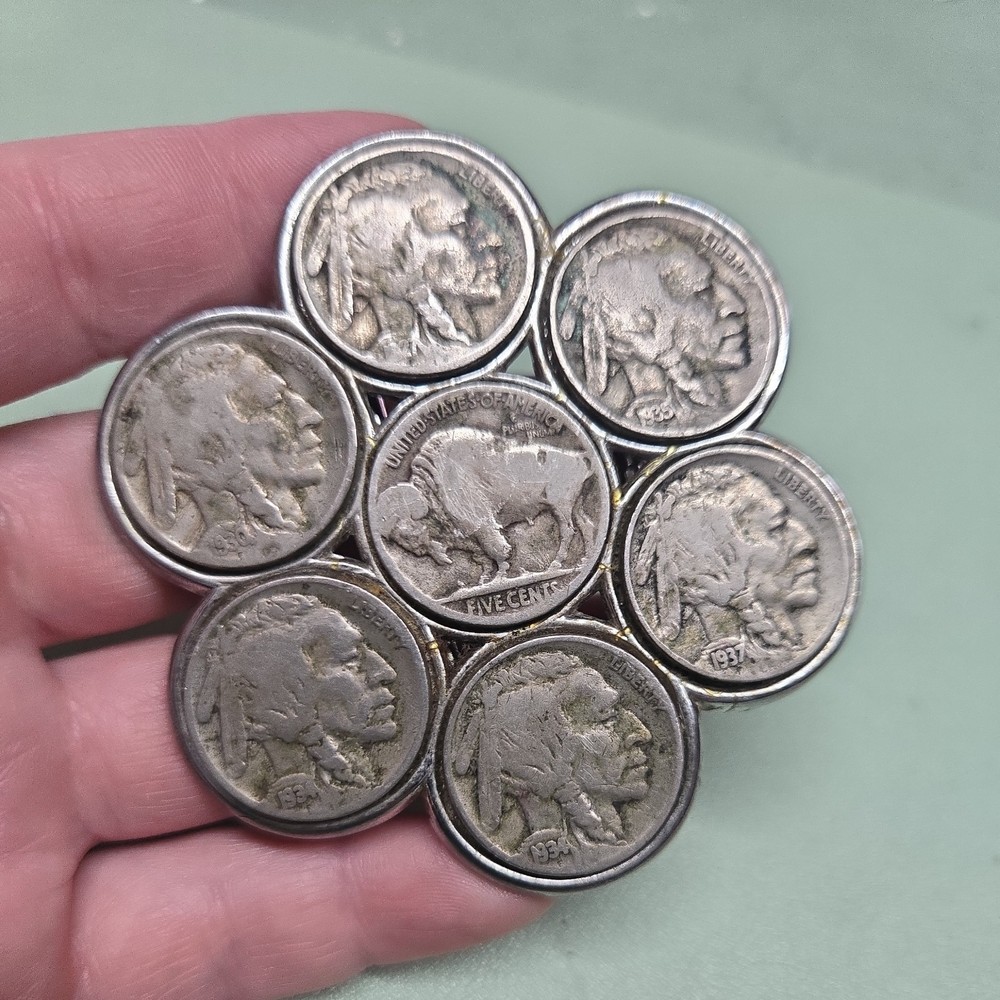 Buffalo Nickel Belt Buckle Vintage Coin Jewelry Western Full Dates