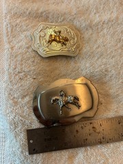 Lot 2 Vintage Belt Buckle Western Horse Bull Riding