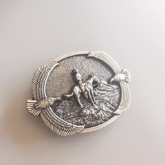 Vintage Silver Plated Western Cowboy Eagles Rodeo Wildlife Belt Buckle