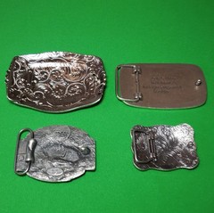 Lot of 4 Belt Buckles ~ Horse Head Jack Daniels Old No. 7 Fish Ariat