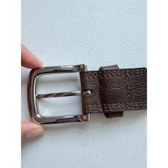 Wrangler Dark Brown American Bison Leather Belt • Silver Buckle Size 38