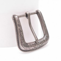 Texas Flower Carved Antique Silver Western Cowboy Buckle fit Leather Belt 1-1/2&Prime;