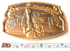 Vintage America USA Statue of Liberty France Belt Buckle
