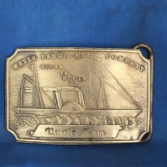 vintage WELLS FARGO & CO. OCEAN TO OCEAN UNCLE SAM BELT BUCKLE tiffany new york