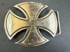 Maltese Iron Cross Religious Gothic Punk Vibe Silver Color Cutout Belt Buckle