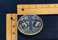 Cowboys Ride With Faith Belt Buckle Multi Tone Cross