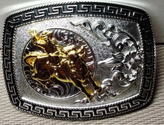 BULL RIDING COWBOY Western Belt Buckle Hebilla Vaquera Con Toro