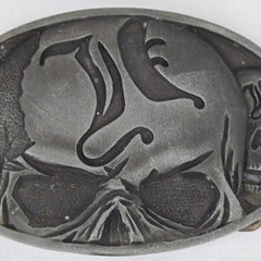 Skull Belt Buckle Metal Oval Lead-Free Gothic Design 5&Prime;x3&Prime;