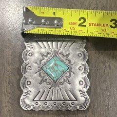 Southwestern Style Turquoise Concho Belt Buckle Western Boho Silver
