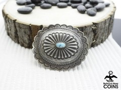 Vintage Southwestern Silver & Turquoise Bolo Tie Knot