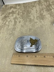 Vintage Belt Buckle Bronco Saddle Chrome 3.5”