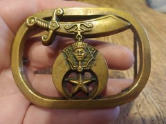 Vintage 1980 Shriners BBB Solid Brass Belt Buckle Baron