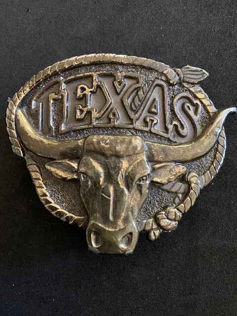 Texas Brass Buckle Bull Great American Chicago Buckle Co Brass Numbered 143