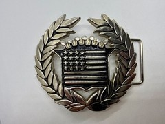 Famous Stars & Stripes Cadillac Crown Logo Olive Branch Silver Color Belt Buckle