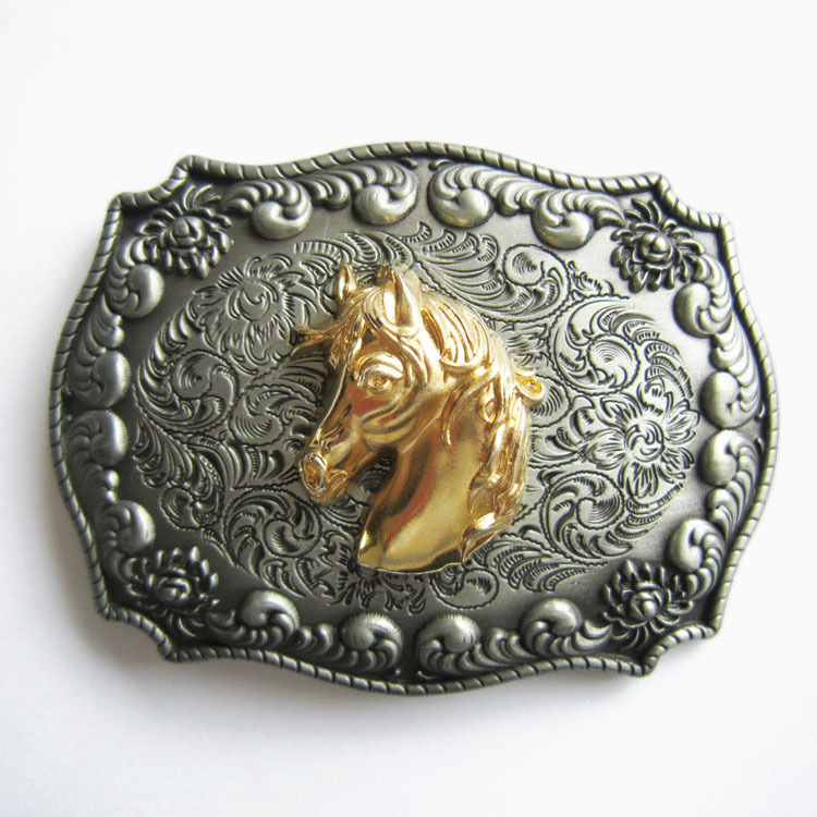 Horse Head Double Color Western Cowboy Rodeo Metal Belt Buckle
