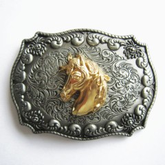 Horse Head Double Color Western Cowboy Rodeo Metal Belt Buckle