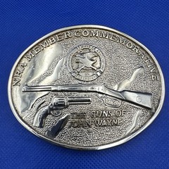 NRA member commemorative Brass Belt buckle the guns of John wayne New Excellent