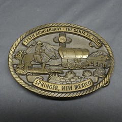 1996 Creative Casting Denison 175TH ANNIVERSARY SANTA FE TRAIL BELT BUCKLE BRASS