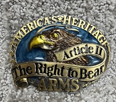 VTG Americas Heritage The Right To Bear Arms Belt Buckle Great American Co 1980s