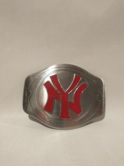 New York Yankees Baseball Belt Buckle Silver Red 5&Prime;x3.75&Prime;