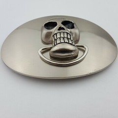 Big Alien Skull Silver Oval Buckle