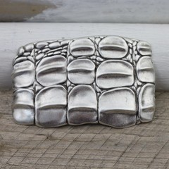 Croco Look Belt Buckle Antique Silver – Textured Embossed, For DIY Belts