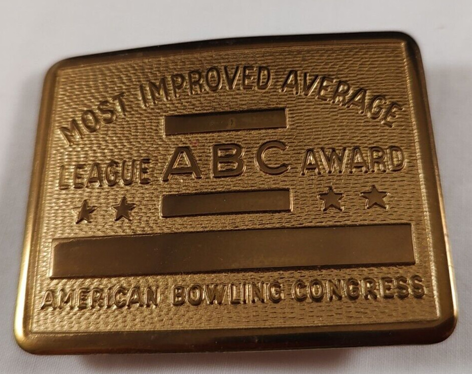 Bowling Belt Buckle Solid Brass League Award American Bowling Congress ABC