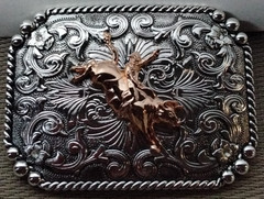 RIDING COWBOY Western Belt Buckle Hebilla Vaquera Con Toro