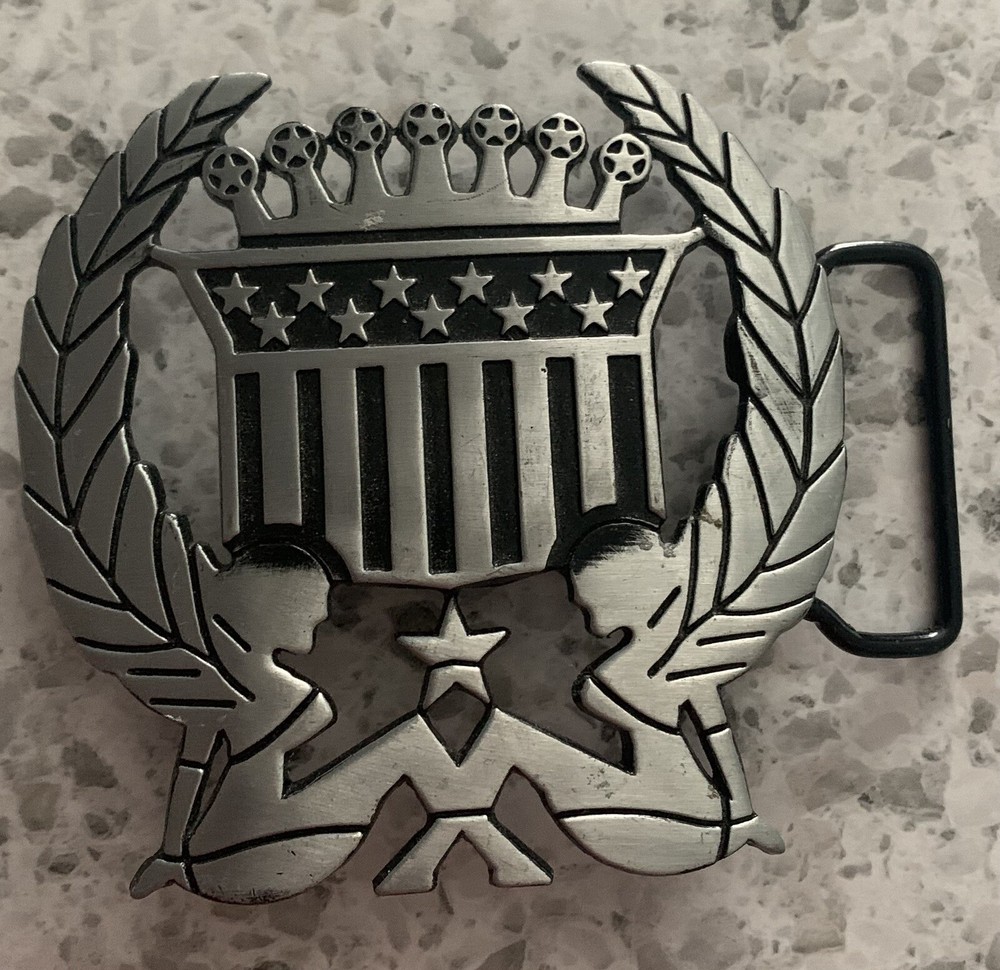 Belt Buckle Trucker Ladies Crown Stars And Stripes – 3 1/2 X 3 1/4