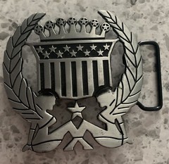 Belt Buckle Trucker Ladies Crown Stars And Stripes – 3 1/2 X 3 1/4