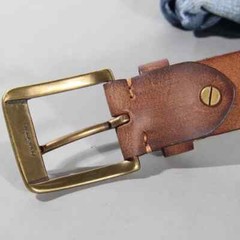 Vintage Luxury Handmade Leather Copper Buckle Man&rsquo;s Belt Cinturon Gotico Cowhide