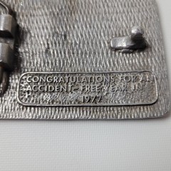 Vintage 1977 Climax Colorado Safety First Mining Belt Buckle Silver Tone Metal